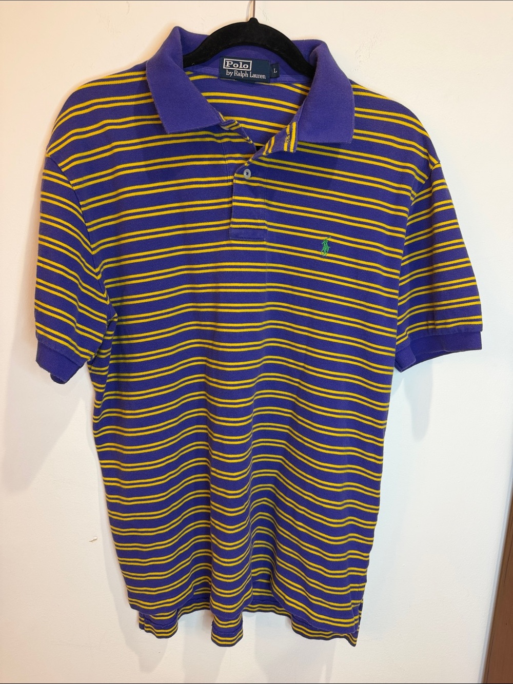Polo by Ralph Lauren Purple & Yellow Stripe Polo Shirt, L LSU Tigers!